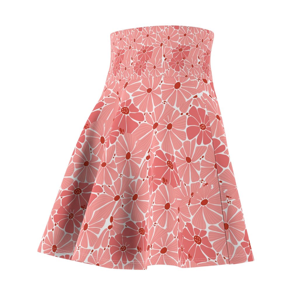 Coral Blossom Floral Skater Skirt