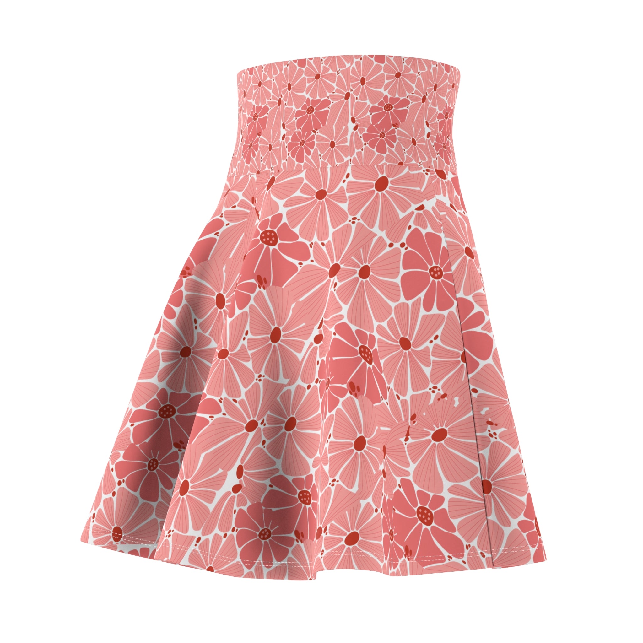 Coral Blossom Floral Skater Skirt