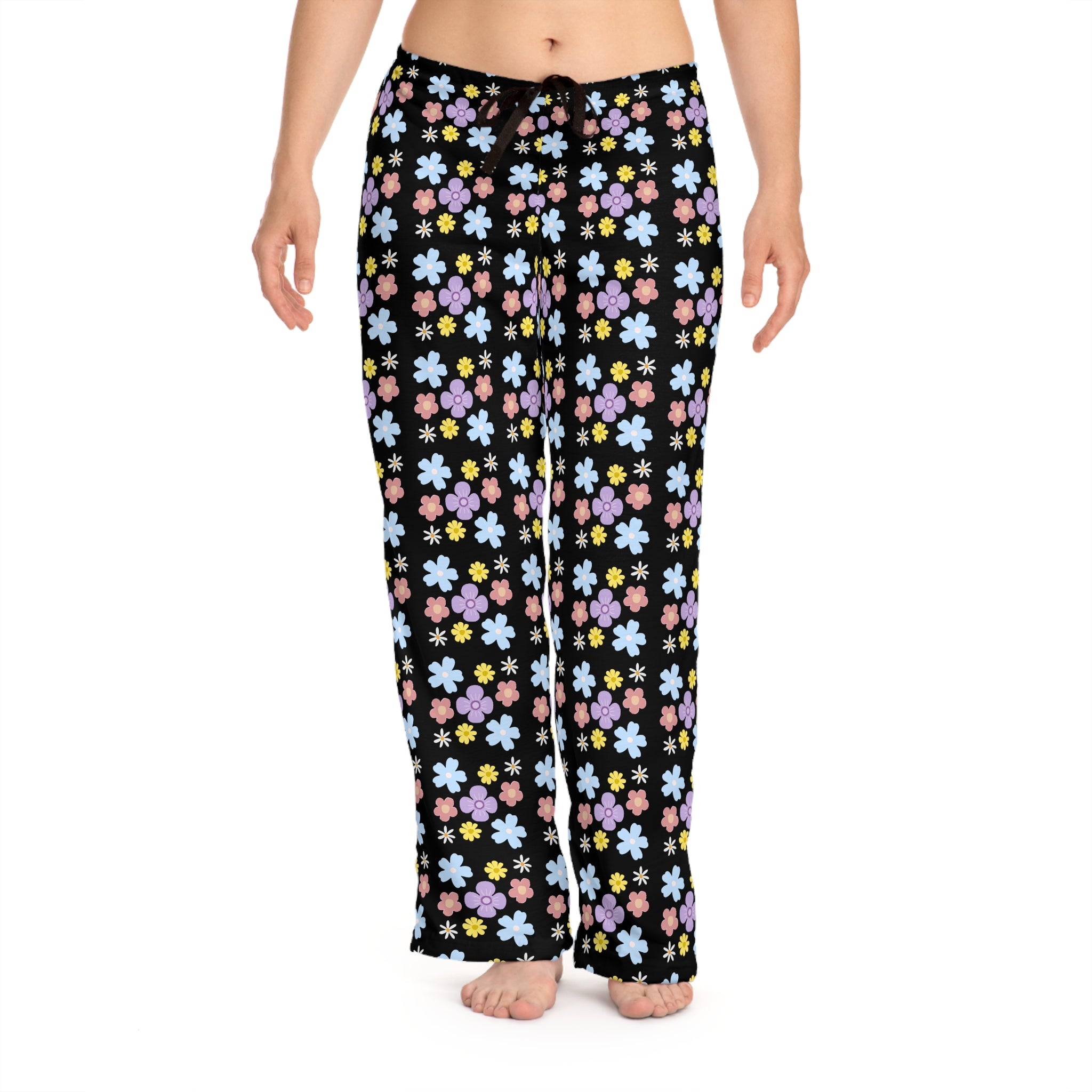 Floral Night Sky Pajama Pants — Pastel Daisy Lounge Sleepwear