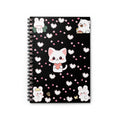 Kawaii Cat & Bunny Spiral Notebook — Cute Heart Pattern Ruled Journal