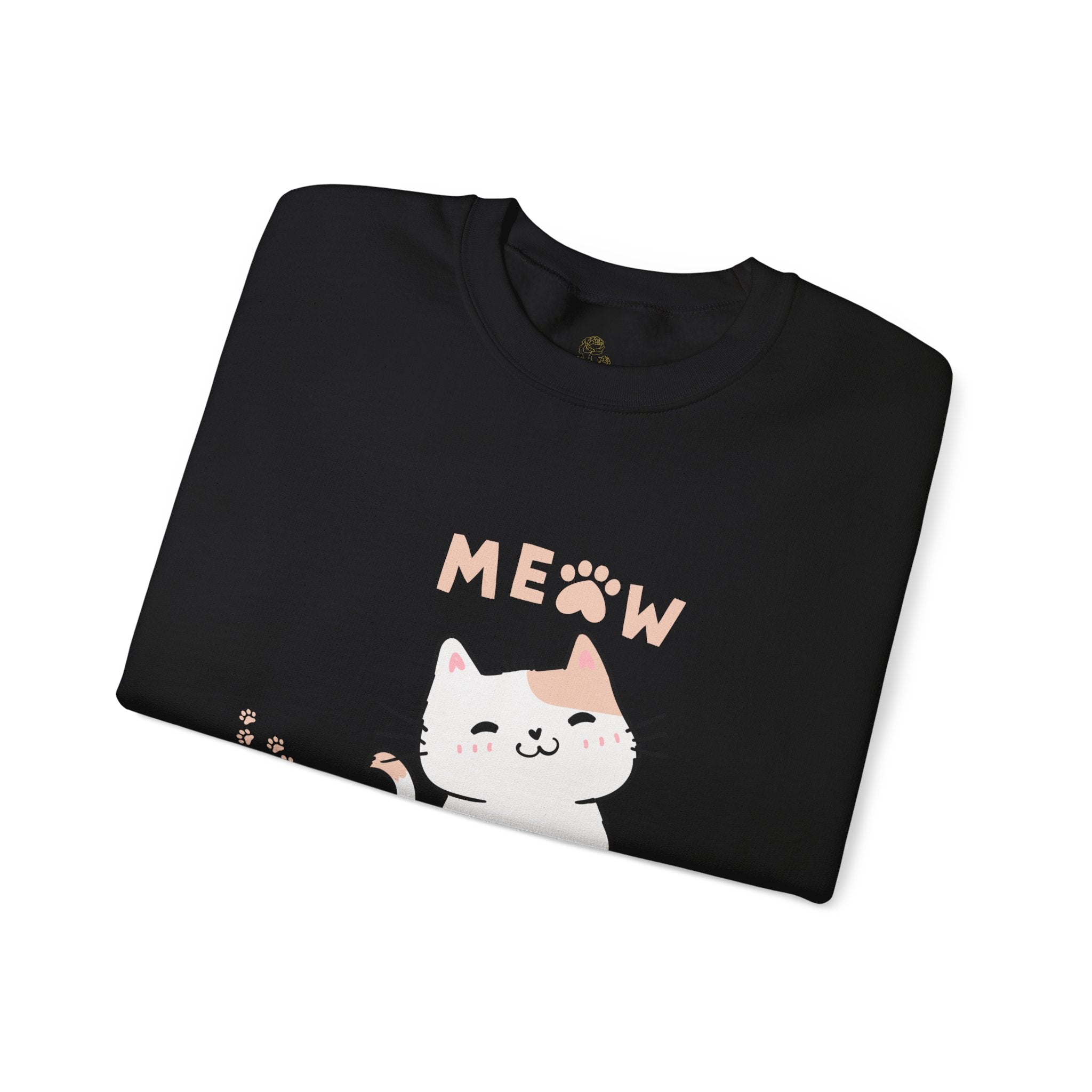 Cat Meow Sweatshirt — Cute Paw Print Kitty Crewneck