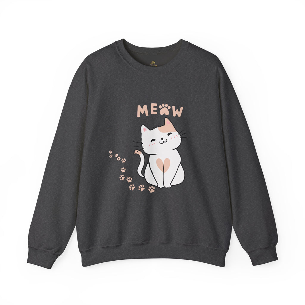Cat Meow Sweatshirt — Cute Paw Print Kitty Crewneck