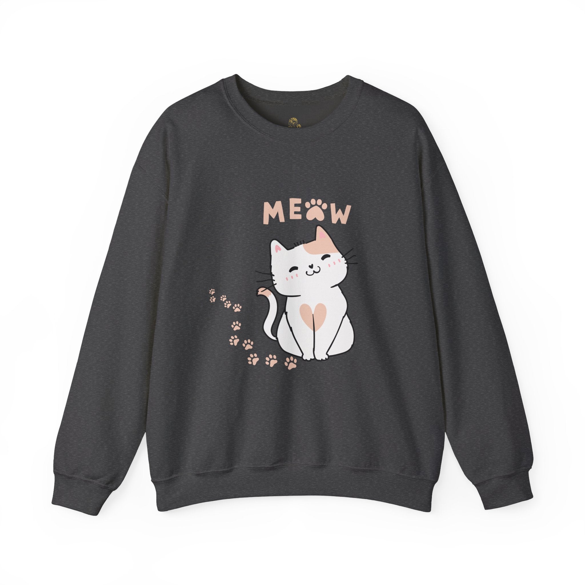 Cat Meow Sweatshirt — Cute Paw Print Kitty Crewneck
