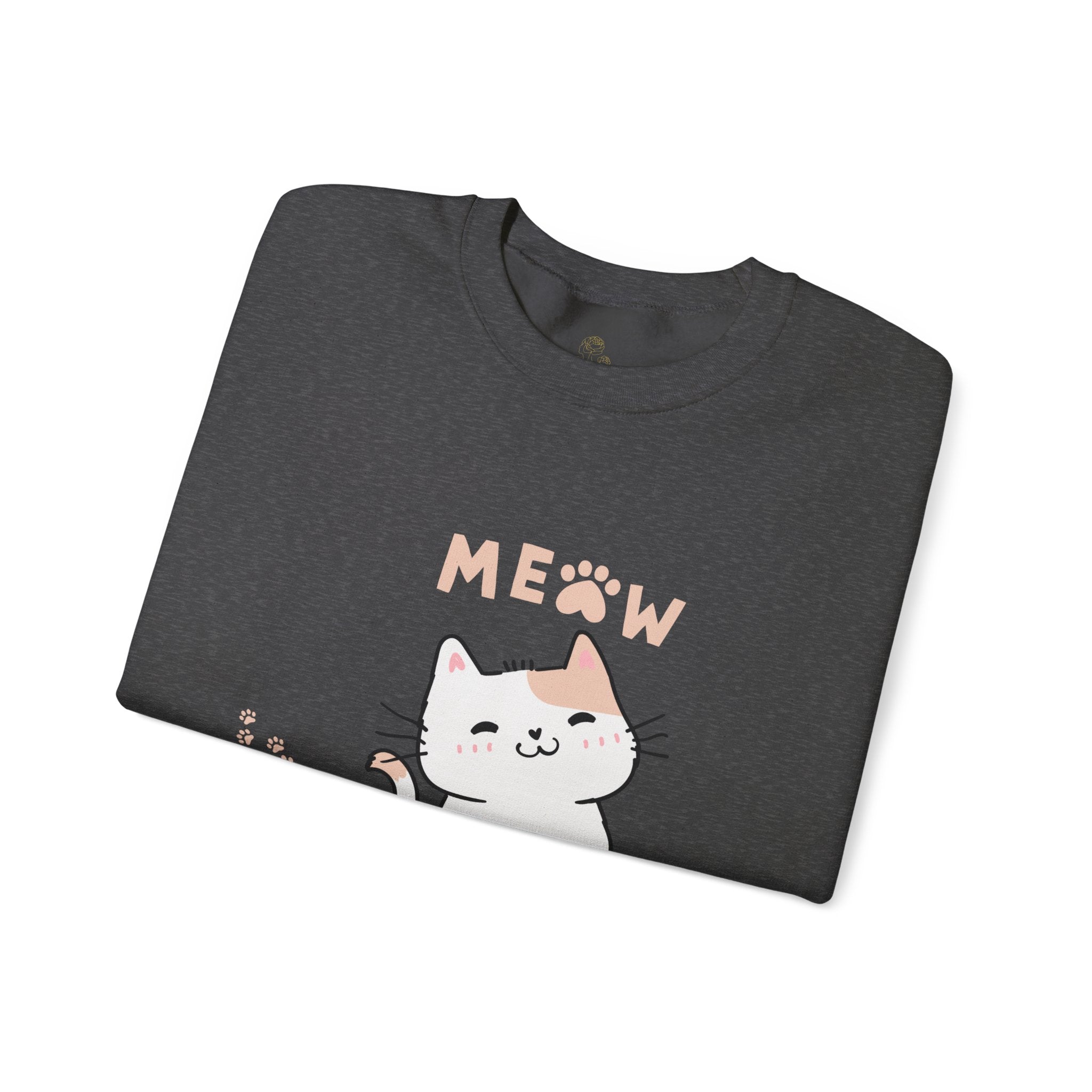 Cat Meow Sweatshirt — Cute Paw Print Kitty Crewneck