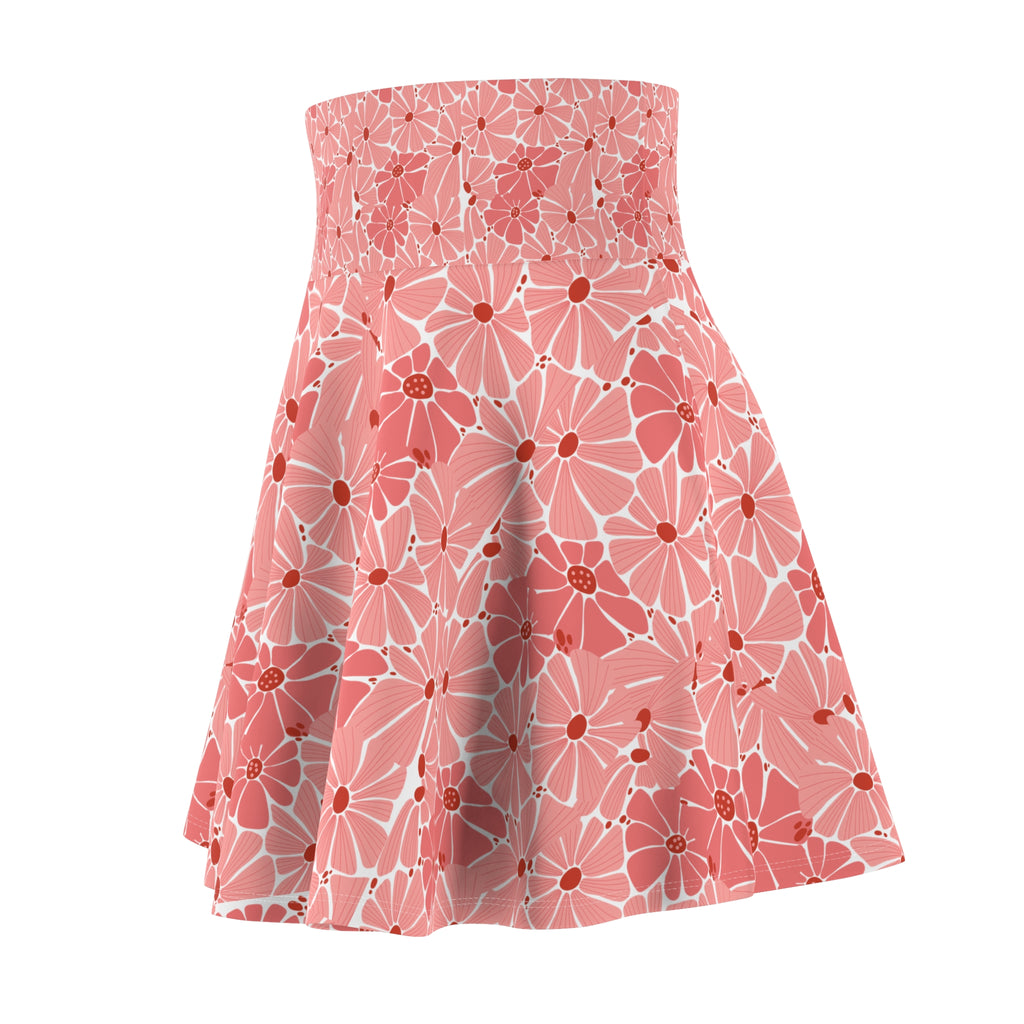 Coral Blossom Floral Skater Skirt