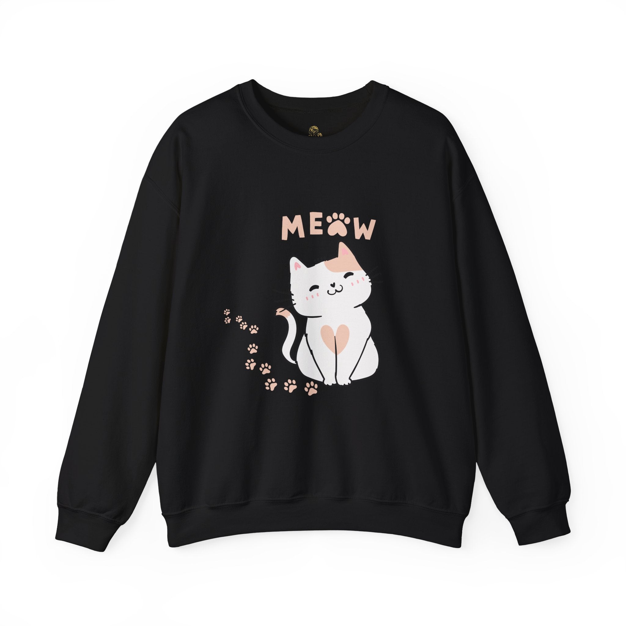 Cat Meow Sweatshirt — Cute Paw Print Kitty Crewneck