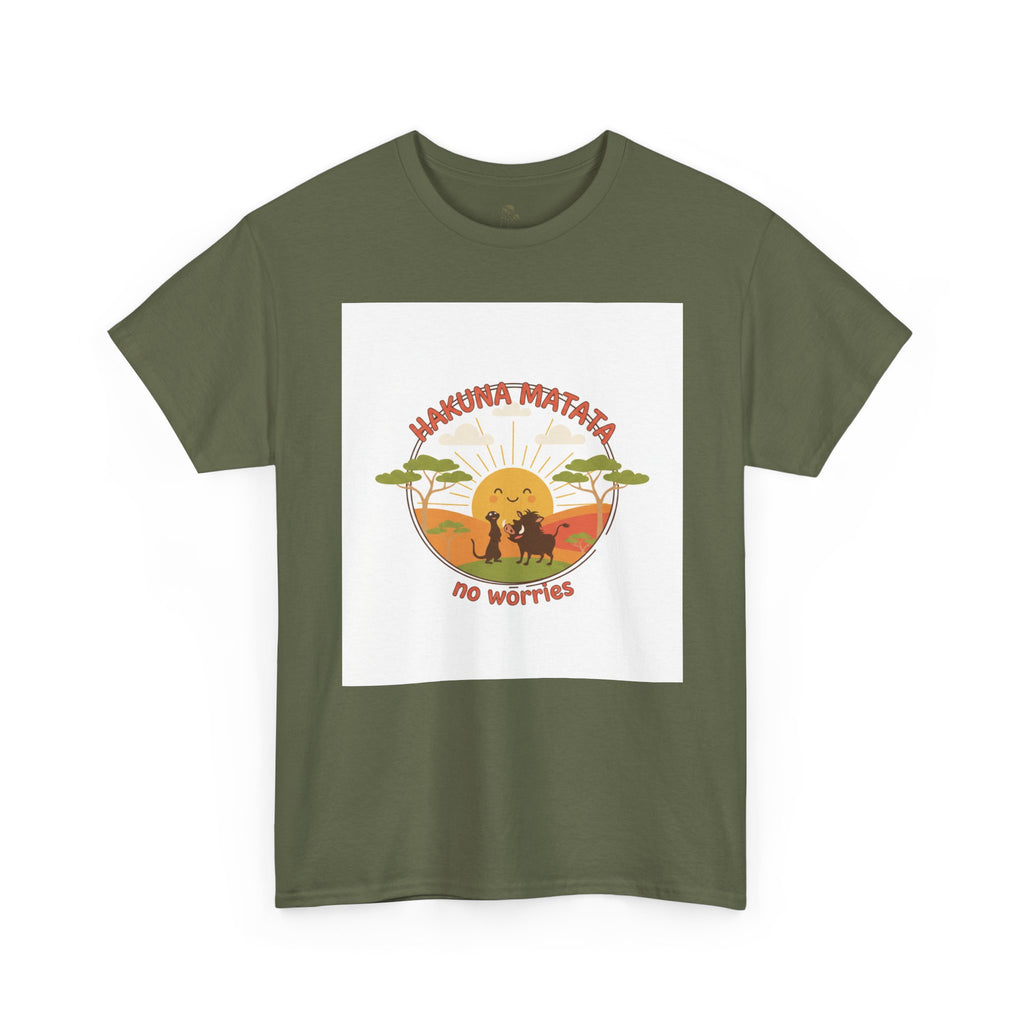 Hakuna Matata “No Worries” Graphic Tee — Retro Sunset Lion T-Shirt