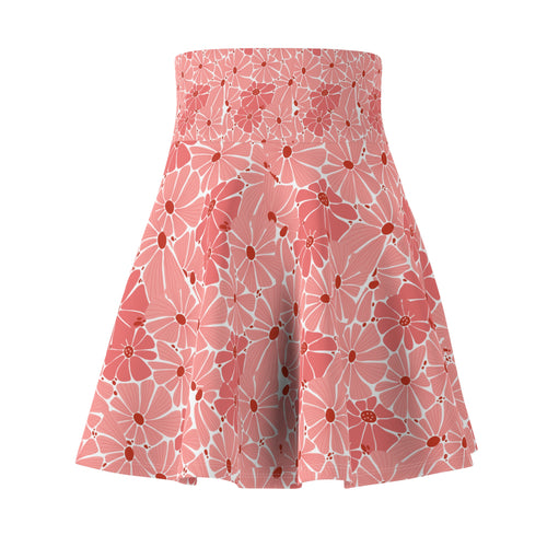 Coral Blossom Floral Skater Skirt