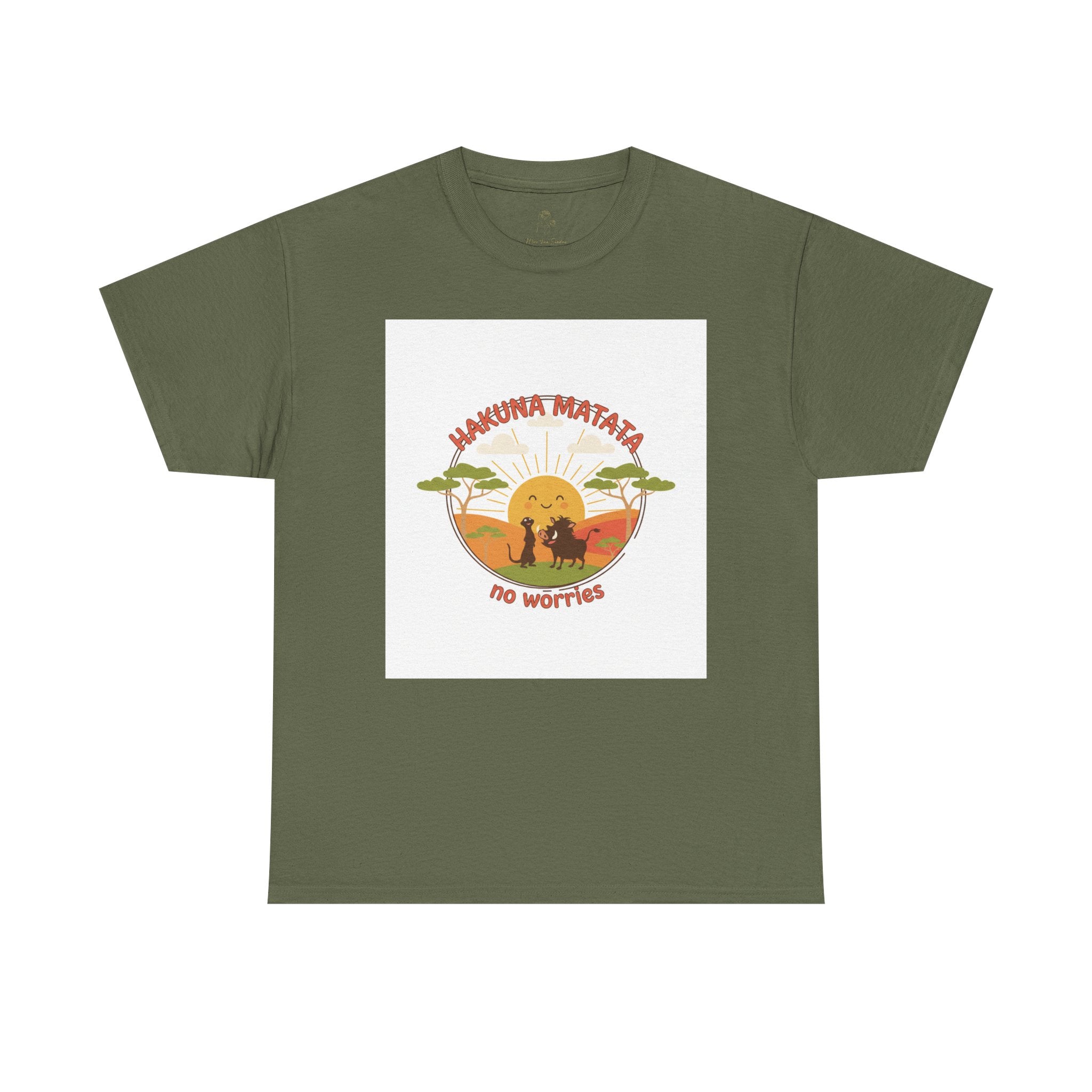 Hakuna Matata “No Worries” Graphic Tee — Retro Sunset Lion T-Shirt