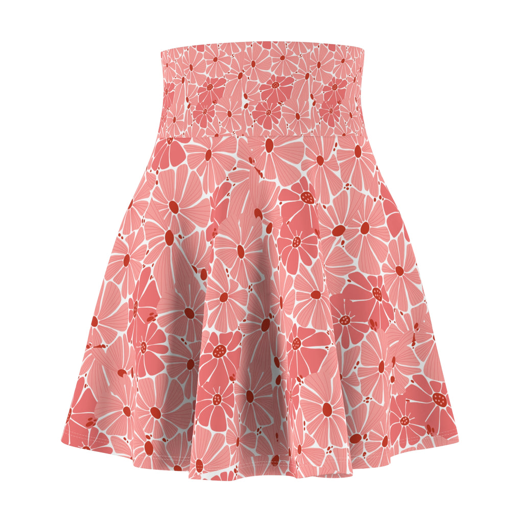 Coral Blossom Floral Skater Skirt