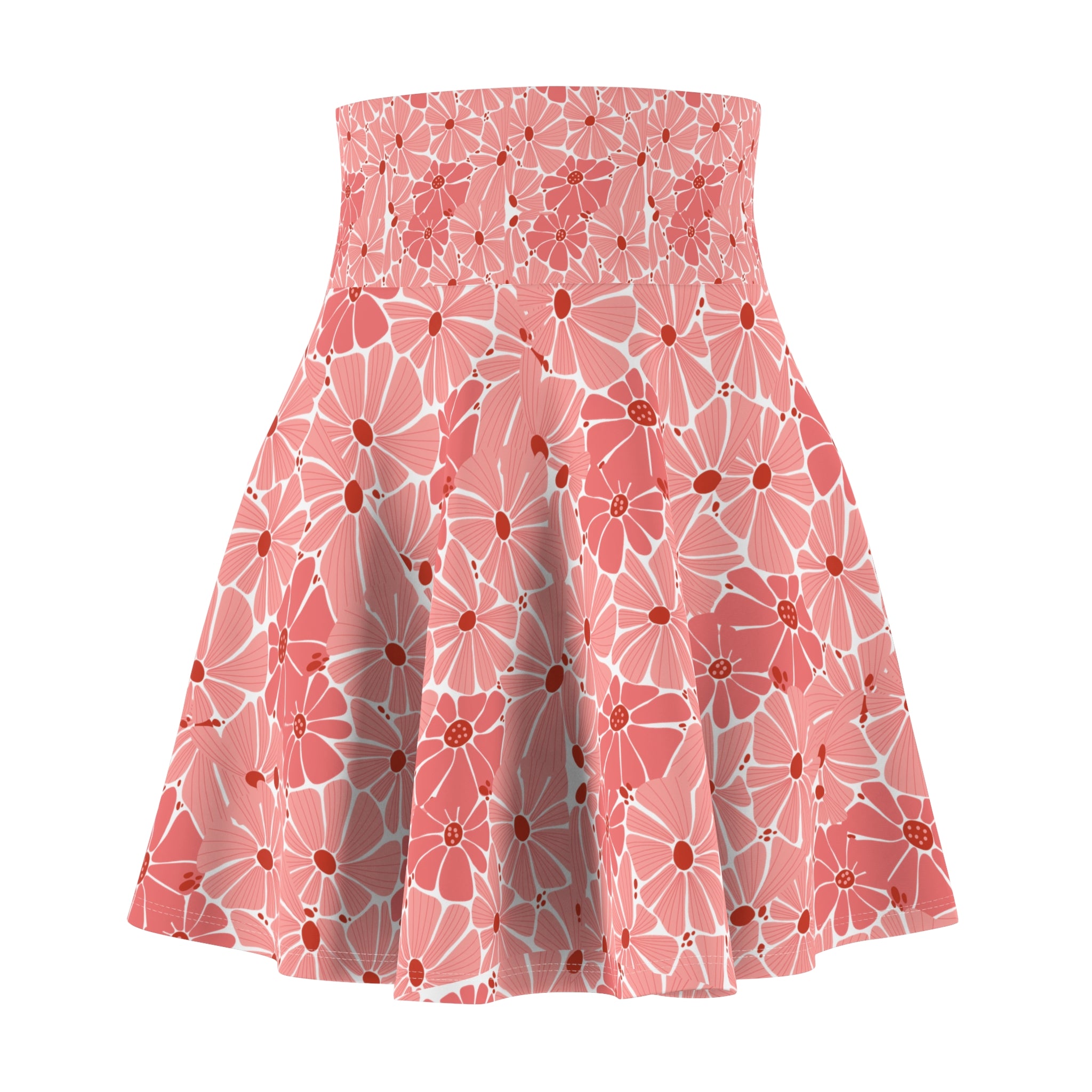 Coral Blossom Floral Skater Skirt